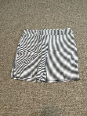 Hilary Radley Navy and White Striped Bermuda Shorts
